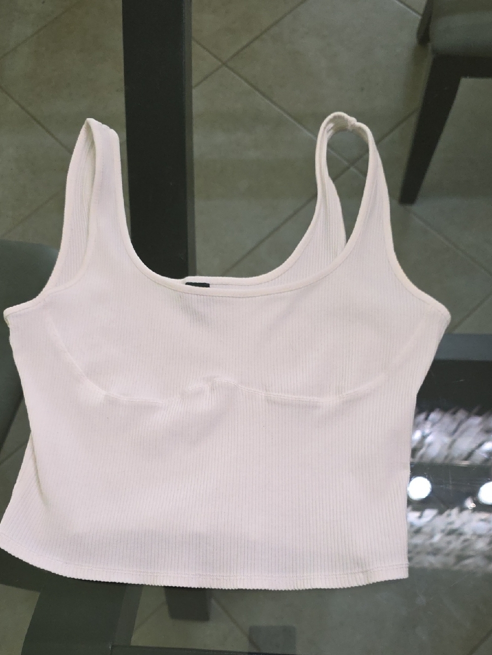wild fable White Ribbed Scoop Crop Tank